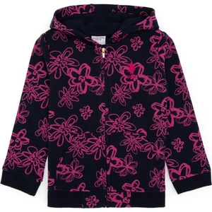 U.S. Polo Assn. Kız Çocuk Lacivert Kapüşonlu Fermuarlı Çiçek Desenli Sweatshirt 50317959-VR033