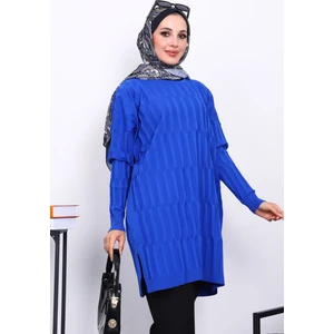 İmaj Butik Saks Mavi Soğuk İplik Merserize Triko Tunik
