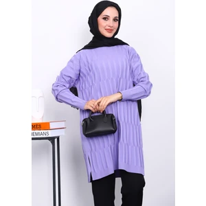 İmaj Butik Lila Soğuk İplik Merserize Triko Tunik