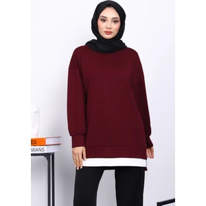 İmaj Butik Mürdüm Bisiklet Yaka Yan Fermuarlı Tunik