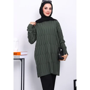 İmaj Butik Haki Soğuk İplik Merserize Triko Tunik