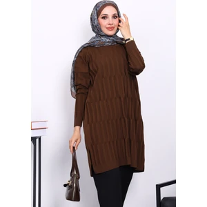 İmaj Butik Kahverengi Soğuk İplik Merserize Triko Tunik