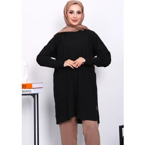 İmaj Butik Siyah Soğuk İplik Merserize Triko Tunik