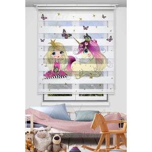 Avart Digital  Prenses & Unicorn Baskılı Çocuk Odası Perdesi - Dijital Baskılı Zebra Stor Perde