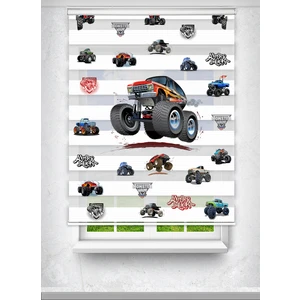 Avart Digital  Monster Truck Kamyonet Çocuk Odası Perdesi Zebra Perde - Dijital Baskılı Zebra Stor Perde