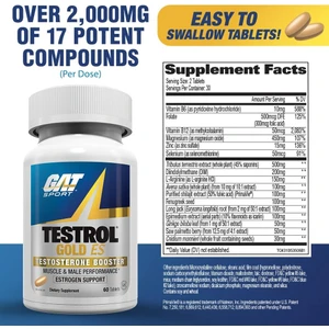 Gat Sport Testrol Gold Es Tribulus + Arginine + Selenium + Fenugreek + Saw Palmetto + Ginkgo Biloba - 60 Tablet