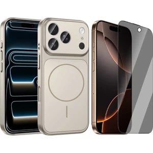 iPhone 15 Pro Max Kılıf Zore M-Safe Şarj Özellikli Kamera Korumalı Formen Kapak + Hayalet Ekran Koruyucu