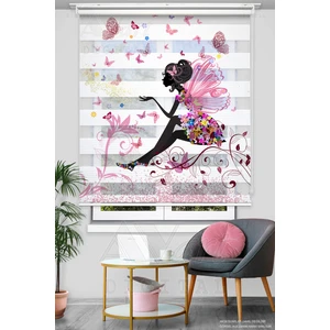 Avart Digital  Peri Kızı ve Kelebek Baskılı Zebra Perde - Dijital Baskılı Zebra Stor Perde