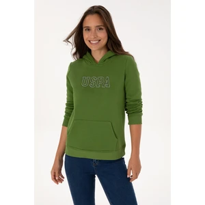 U.S. Polo Assn. Kadın Yeşil Şardonlu Kapüşonlu Basic Sweatshirt 50313566-VR054