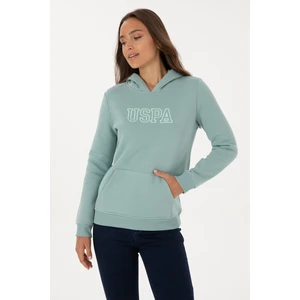 U.S. Polo Assn. Kadın Mint Şardonlu Kapüşonlu Basic Sweatshirt 50313566-VR090