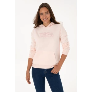 U.S. Polo Assn. Kadın Açık Pembe Şardonlu Kapüşonlu Basic Sweatshirt 50313566-VR078