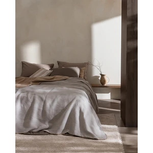 Madame Coco Caureo Çift Kişilik Jakarlı Pamuklu Battaniye - Gri/bej