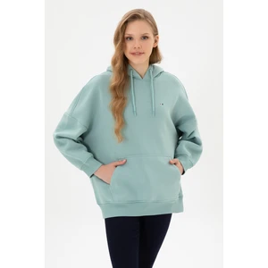 U.S. Polo Assn. Kadın Mint Şardonlu Kapüşonlu Sweatshırt 50313567-VR090