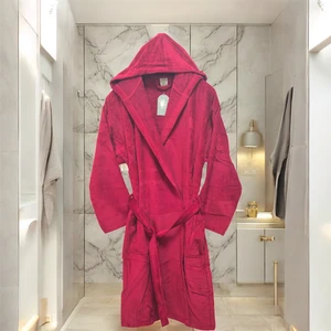 Kadife Kapüşonlu Bornoz %100 Pamuk