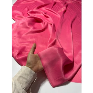 Bursa Kumaştan En 130 Şeker Pembe Renkli  Çift En Dökümlü, Parlak Mevsimlik Polyestersiz Ipek Floş Saten Kumaş