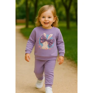 Tuma Collection Kız Çocuk Kışlık Eşofman Takımı Sweatshirt Alt Pamuklu Üç Iplik Şardonlu 1-2-3-4 Yaş