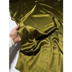 Bursa Kumaştan En 140 Yağ Yeşili Renkli  Çift En Dökümlü, Parlak Mevsimlik Polyestersiz Ipek Floş Saten Kumaş