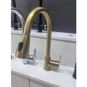 Yedi Yapı Spiralli Fonksiyonel Başlıklı Mutfak Evye Bataryası Mat-Gold