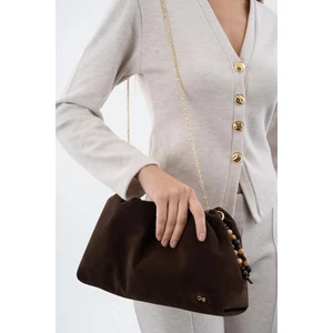 Kadın Büzgülü Çanta Kahverengi Süet