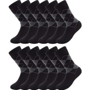 Hrnzafer Tekstil 12’li Erkek Pamuklu Ekose Uzun Çorap – Ter ve Koku Önleyici