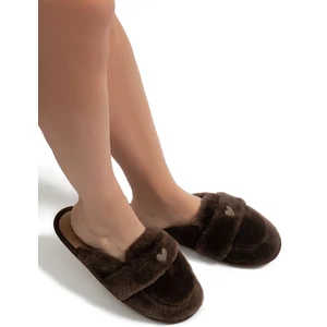 Mammy Peluş Kadın Ev Terliği Kahverengi 37/41