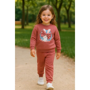 Tuma Collection Kız Çocuk Kışlık Eşofman Takımı Sweatshirt Alt Pamuklu Üç Iplik Şardonlu 1-2-3-4 Yaş