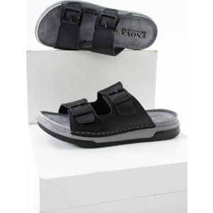 Erkek Deri(Suni) Ortopedik Çift Monta Taban Ayarlı Dikişli Şık Ev Dışarı Terliği