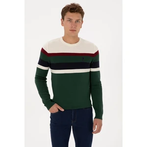 U.S. Polo Assn. Erkek Slim Fit Bisiklet Yaka Koyu Yeşil Kazak 50308234-VR079