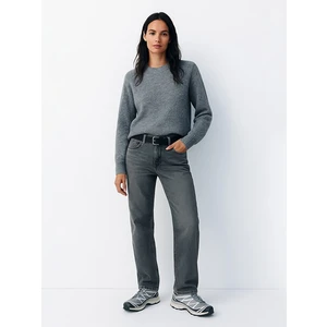 Uzun Kollu Bisiklet Yaka Basıc Triko Gri Kazak