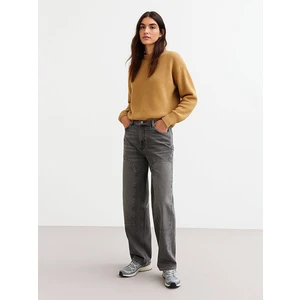 Uzun Kollu Bisiklet Yaka Basıc Triko Bej Kazak