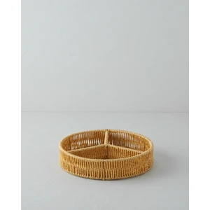 English Home Wicker Plastik Rattan 3 Bölmeli Sunumluk 25X6 cm Açık Kahverengi