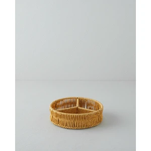 English Home Wicker Plastik Rattan 3 Bölmeli Sunumluk 19X5 cm Açık Kahverengi