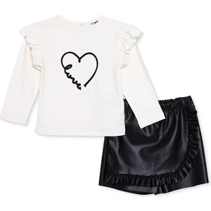 Hellobaby Kız Bebek Chic Bluz-Etek Denim Bisiklet Yaka Uzun Kol Reçme Paça