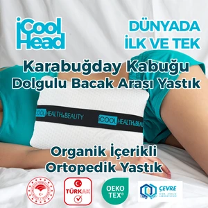 iCool Head Ortopedik Bacak Arası ve Diz Arası Yastık – Doğal Karabuğday Kabuğu Dolgulu, Yan Yatanlar ve Hamileler İçin