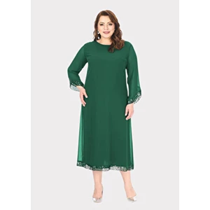 Lilas Xxl Lilas Abiye Elbise Büyük Beden Yeşil Renkli Uzun Kollu Özel Günler İçin