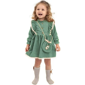 Miniko Kids Kız Çocuk Uzun Kol Elbise Papatya Desenli Şık Tasarım Özel Günler İçin