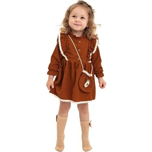 Miniko Kids Kız Çocuk Uzun Kol Elbise Papatya Deseniyle Özel Günler İçin Tasarlandı