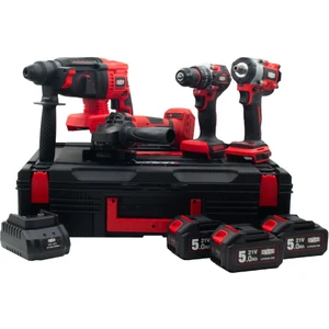 ATB21 4'lü Kömürsüz Akülü Kombo Set Matkap + Taşlama + Kırıcı Delici + Somun Sıkma 3 x 5.0Ah Akü - A0104171