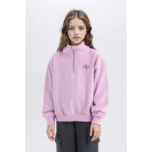 Kız Çocuk Relax Fit Yarım Fermuarlı Baskılı Sweatshirt D0620A824AU