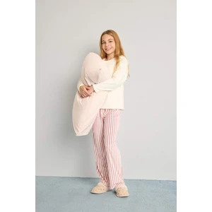 Kız Çocuk Pijama Takımı Uzun Kollu Üst Çizgili Uzun Alt D1068A825WN