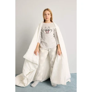 Kız Çocuk Pijama Takımı Looney Tunes Pelüş Uzun Kollu Üst Uzun Alt D1069A824WN