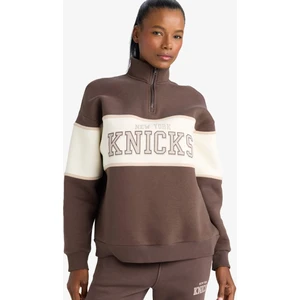NBA New York Knicks Oversize Geniş Kalıp Yarım Fermuarlı Sporcu Sweatshirt E9693AX25AU