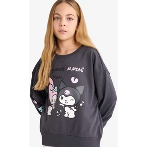 Kız Çocuk Kuromi Oversize Geniş Kalıp Bisiklet Yaka Sweatshirt F1095A825AU