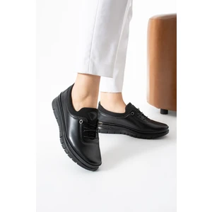 Kaof Shoes Kadın Siyah Klasik Ayakkabı Ortopedik Anne Ayakkabısı Anne Babet Ayakkabı Kadın Günlük Ayakkabı