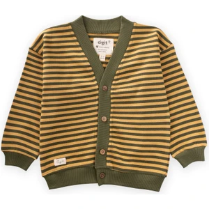 Çizgili Triko Hırka 0-4 Yaş Hardal Haki