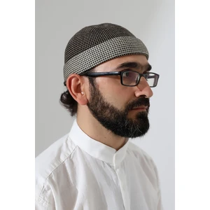 İhvan Online Erkek Kışlık Orlon Katlamalı Namaz Takkesi – Nokta Desenli - Kahverengi