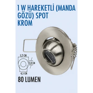 1W Hareketli Manda Gözü Krom Spot 3000K 3000K