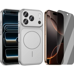 iPhone 15 Pro Max Kılıf Zore M-Safe Şarj Özellikli Kamera Korumalı Formen Kapak + Hayalet Ekran Koruyucu