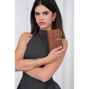 Shule Bags Kemerli Alpha Cüzdan Süet Taba