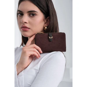 Shule Bags Kemerli Alpha Cüzdan Süet Kahve